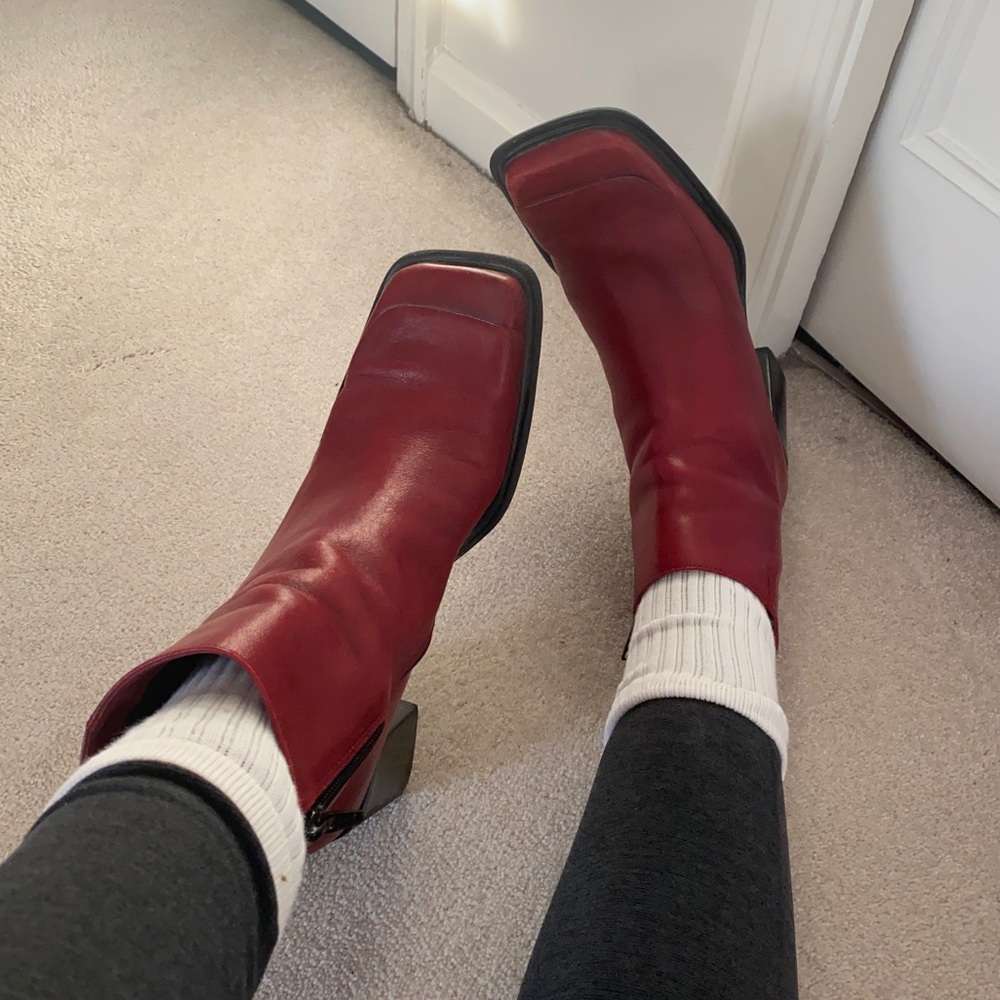 Red Leather Booties